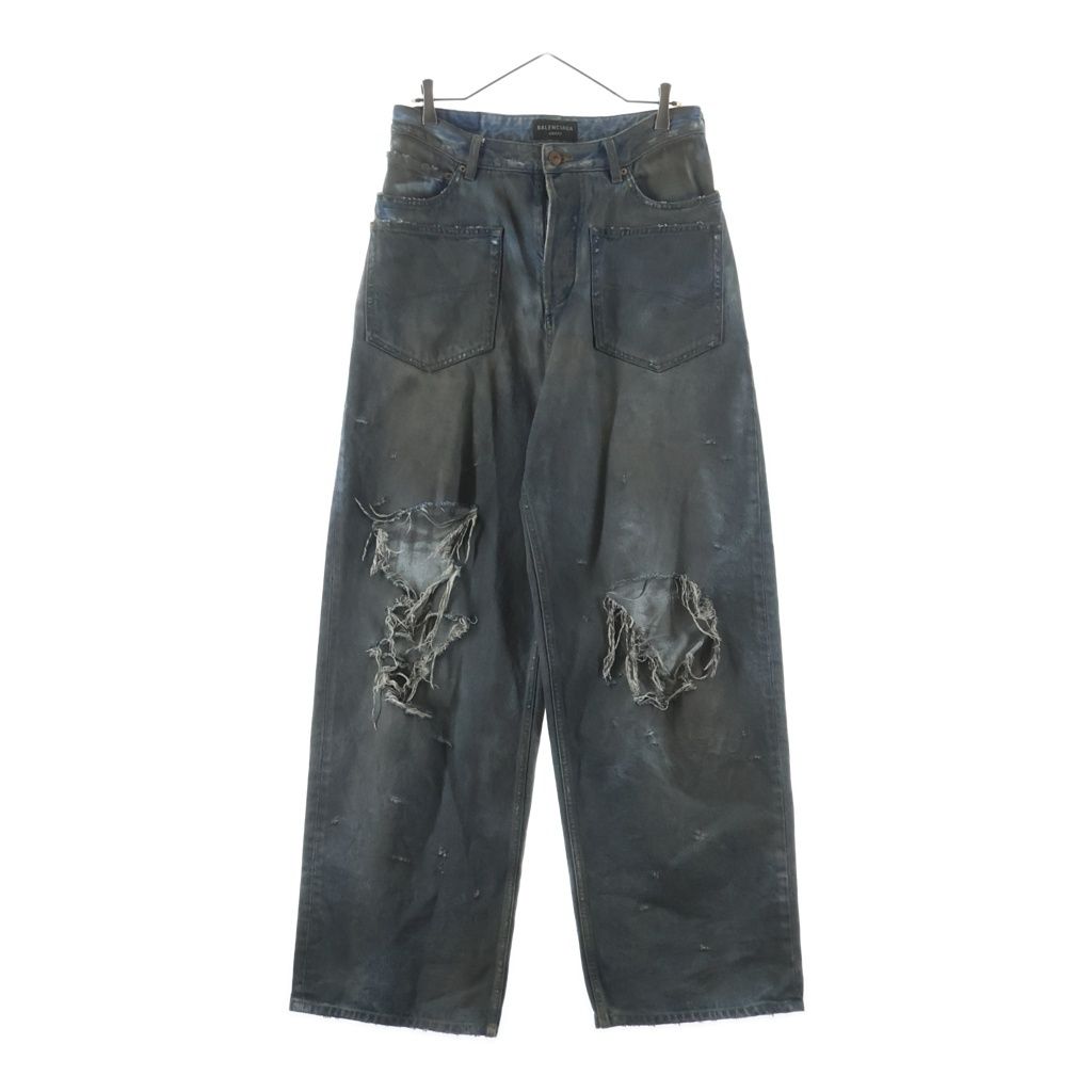 Balenciaga Patched Pocket Baggy Jeans Denim Indigo