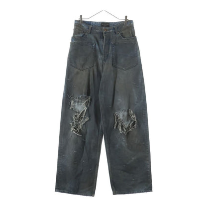 Balenciaga Patched Pocket Baggy Jeans Denim Indigo