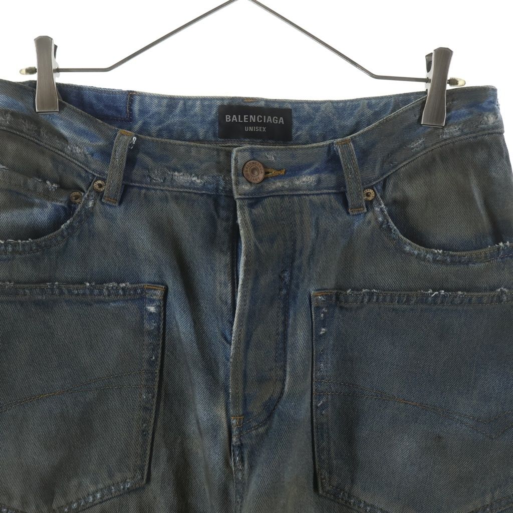 Balenciaga Patched Pocket Baggy Jeans Denim Indigo — view 3