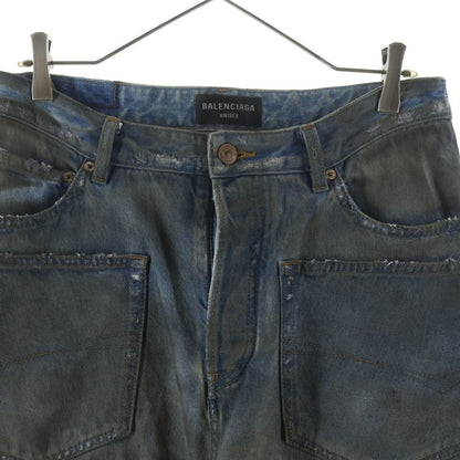 Balenciaga Patched Pocket Baggy Jeans Denim Indigo — view 3