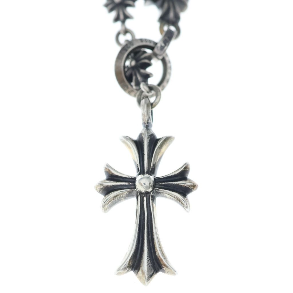 Chrome Hearts Chke Chn Tnye CH Crs Tiny Chok Chain Rosary Necklace Silver — view 3