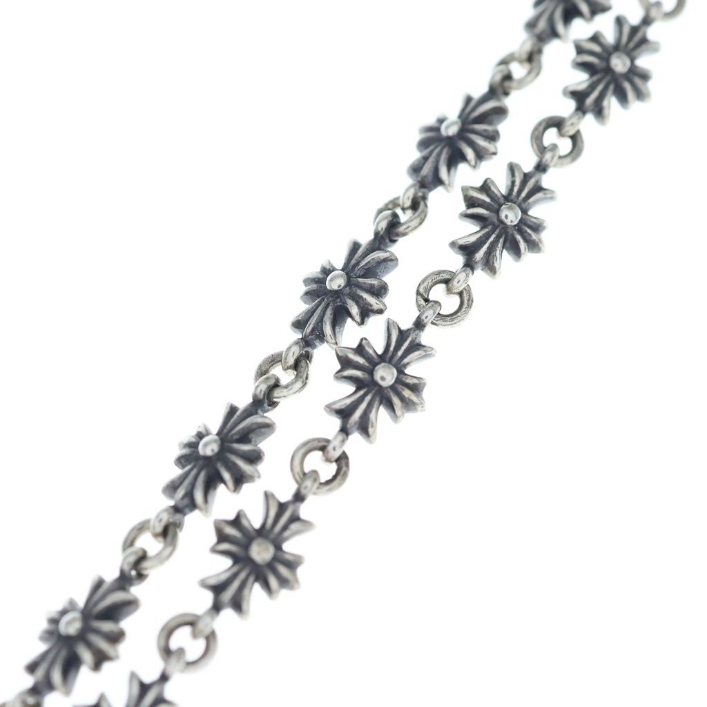 Chrome Hearts Chke Chn Tnye CH Crs Tiny Chok Chain Rosary Necklace Silver — view 4