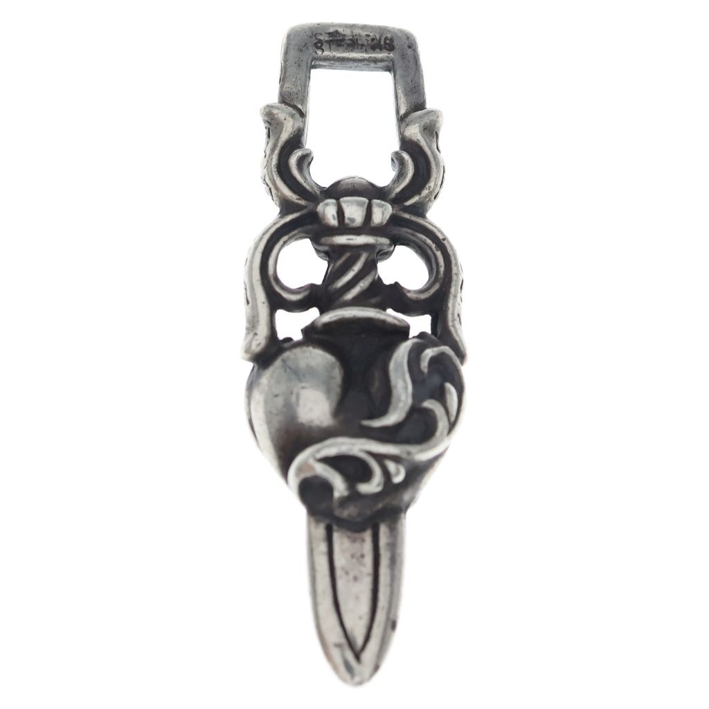 Chrome Hearts Dagger Heart Daga Pendant Top Silver