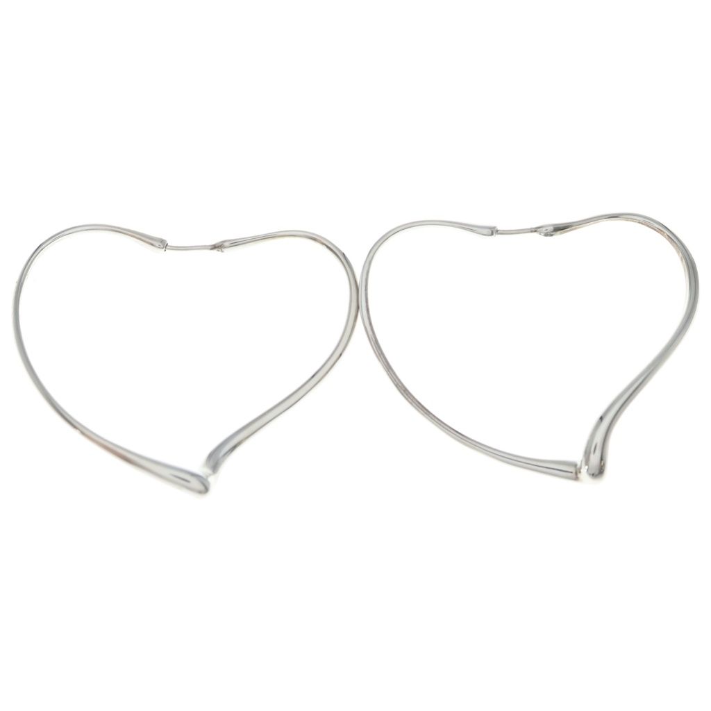 Tiffany & Co Open Heart Hoop Earrings Silver — view 2
