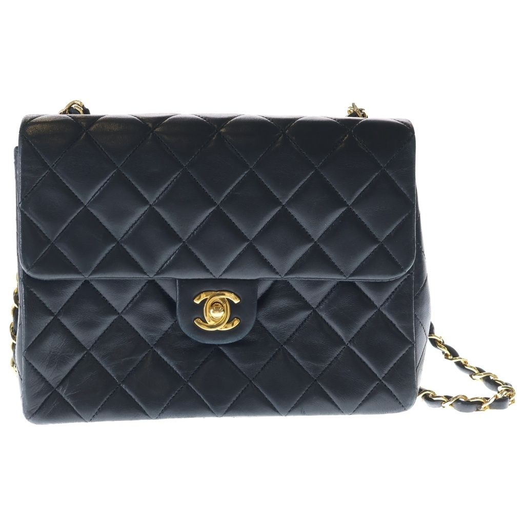 Chanel Mini Quilted 20 Chain Shoulder Bag Black Lambskin Gold