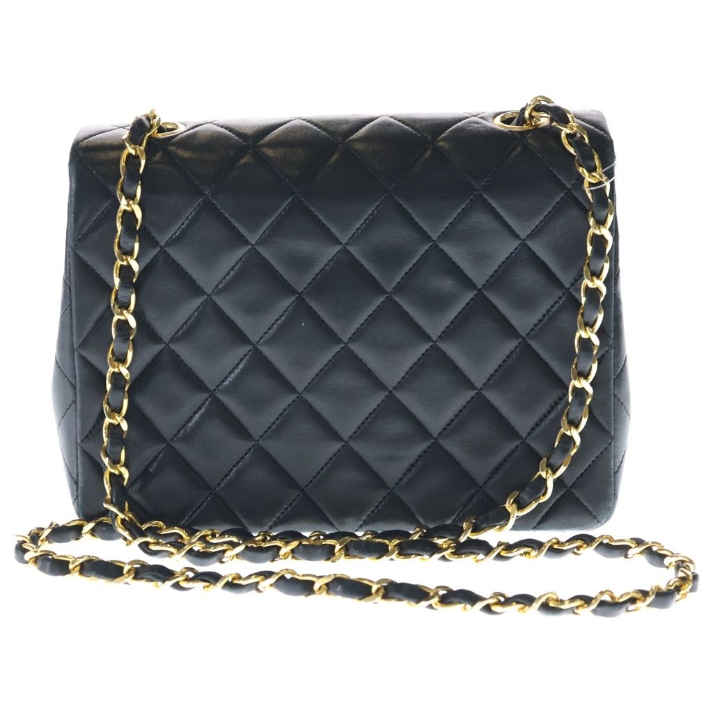 Chanel Mini Quilted 20 Chain Shoulder Bag Black Lambskin Gold — view 2
