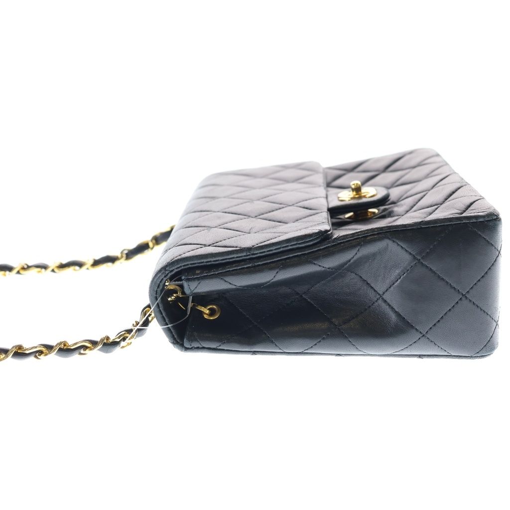 Chanel Mini Quilted 20 Chain Shoulder Bag Black Lambskin Gold — view 3