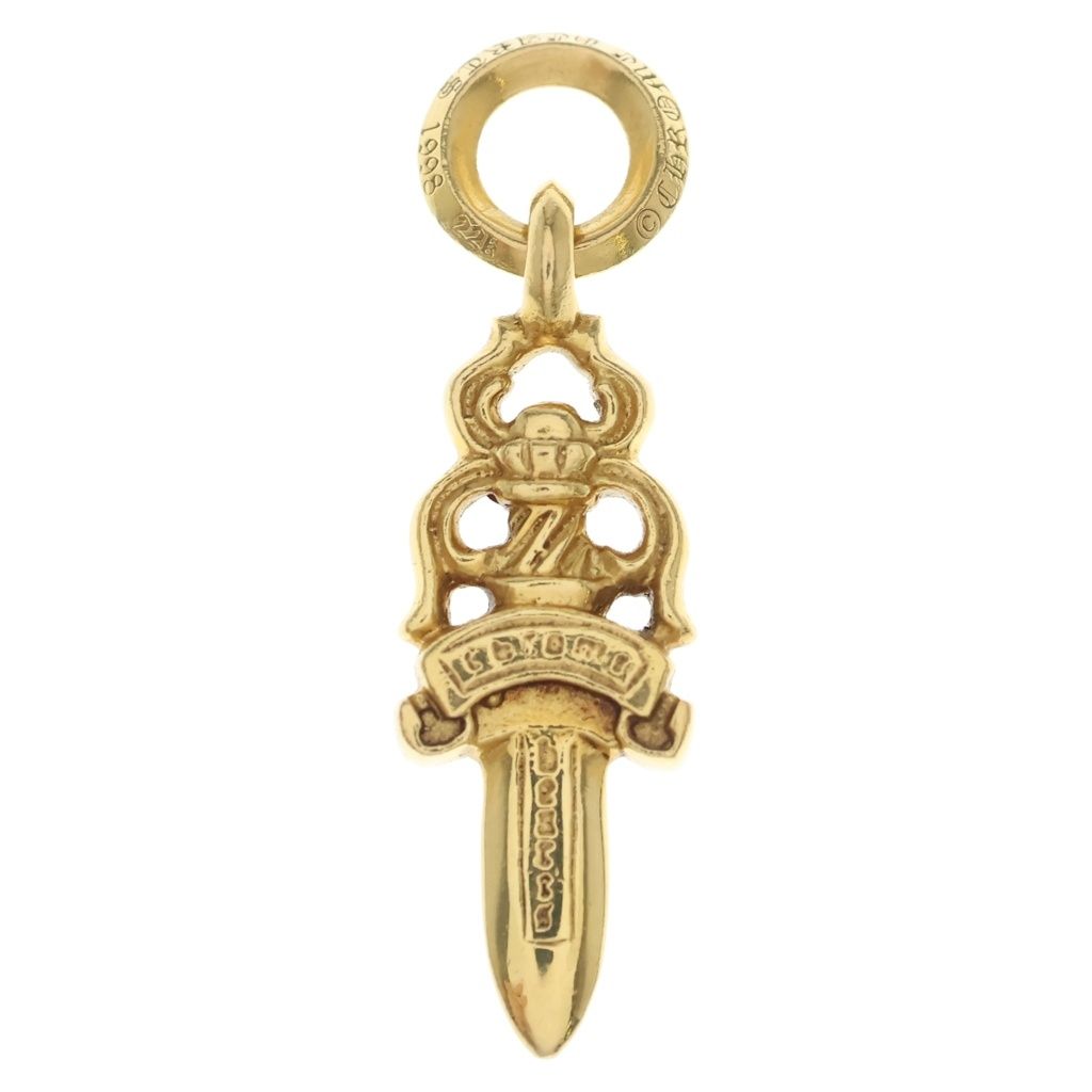 Chrome Hearts 22k 5 Dagger P Dia 5 Daga Charm Pave Diamond Pendant Top Gold — view 2