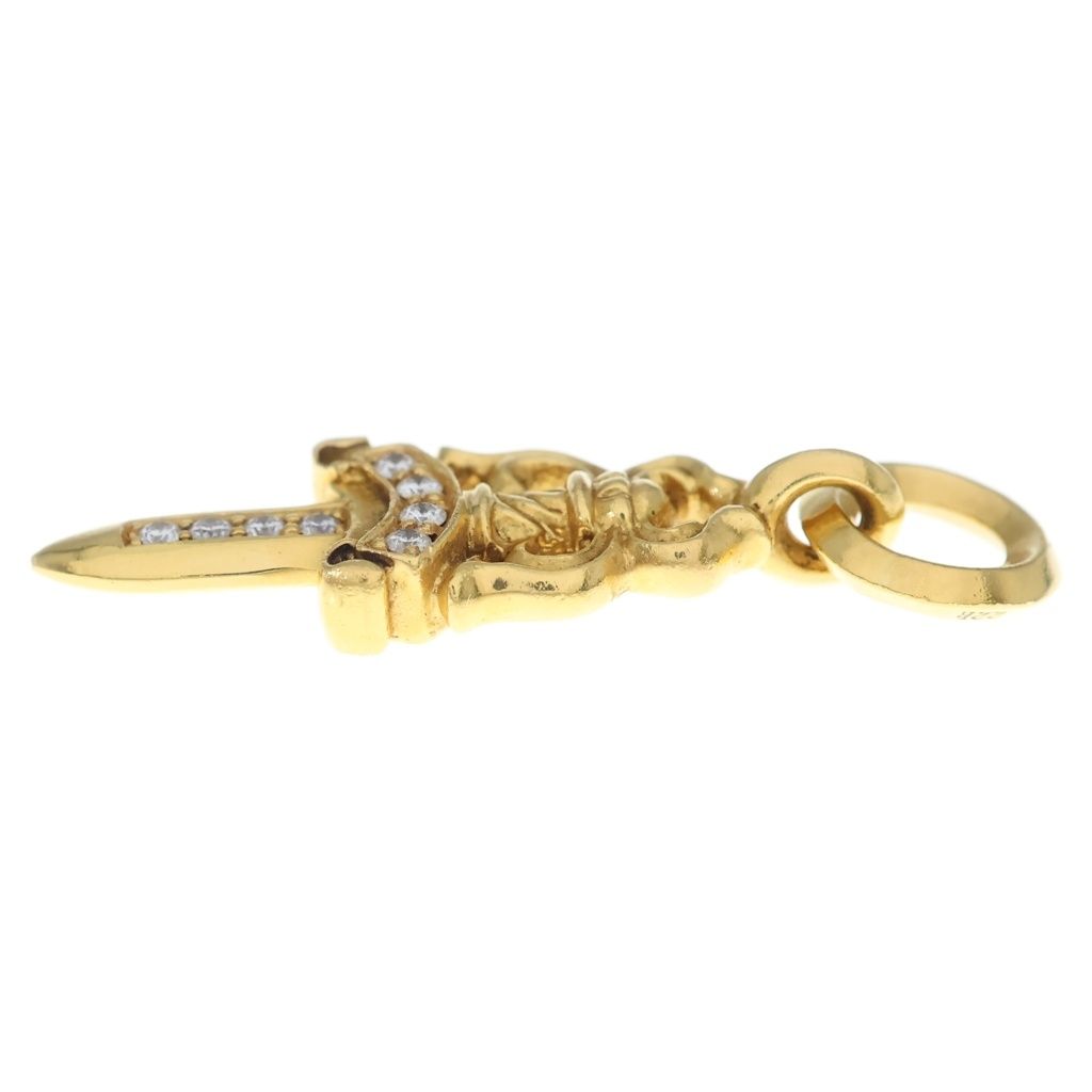 Chrome Hearts 22k 5 Dagger P Dia 5 Daga Charm Pave Diamond Pendant Top Gold — view 4