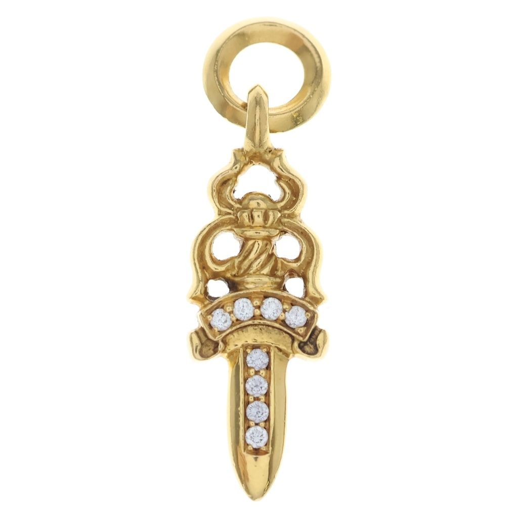 Chrome Hearts 22k 5 Dagger P Dia 5 Daga Charm Pave Diamond Pendant Top Gold