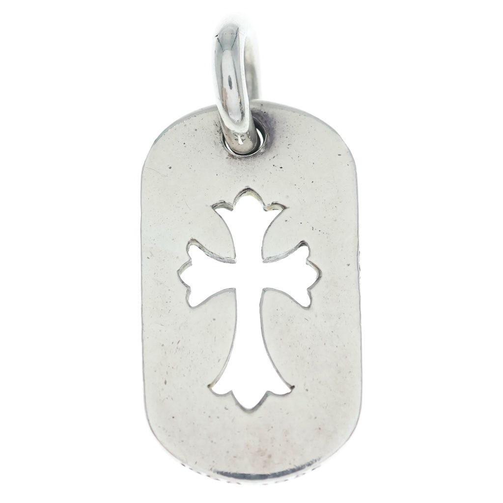 Chrome Hearts D Tag Sml CO Crs Cutout Cross Dog Tag Small Pendant Top Silver