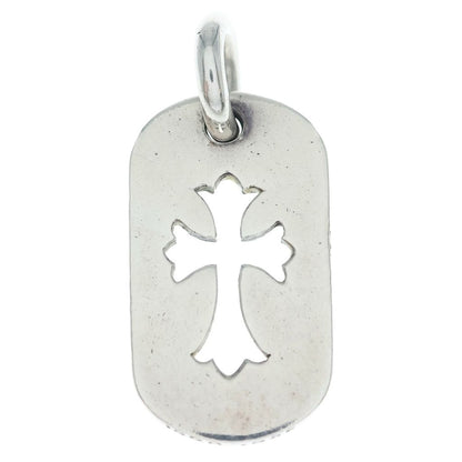 Chrome Hearts D Tag Sml CO Crs Cutout Cross Dog Tag Small Pendant Top Silver