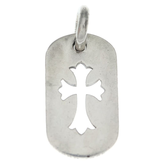 Chrome Hearts D Tag Sml CO Crs Cutout Cross Dog Tag Small Pendant Top Silver
