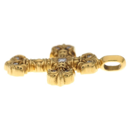 Chrome Hearts 22k Filigree Tiny P Dia Cross Pave Diamond Pendant Top Gold — view 4