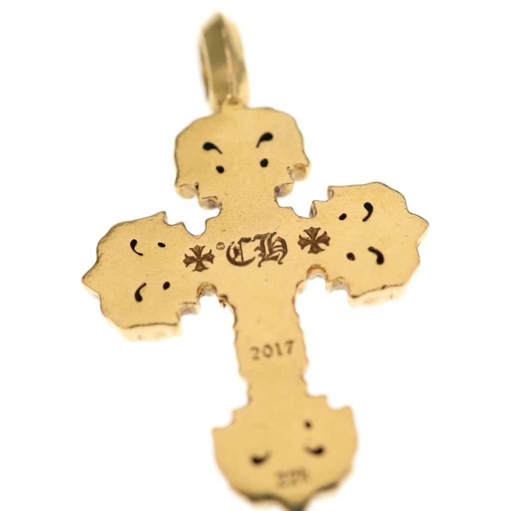 Chrome Hearts 22k Filigree Tiny P Dia Cross Pave Diamond Pendant Top Gold — view 5