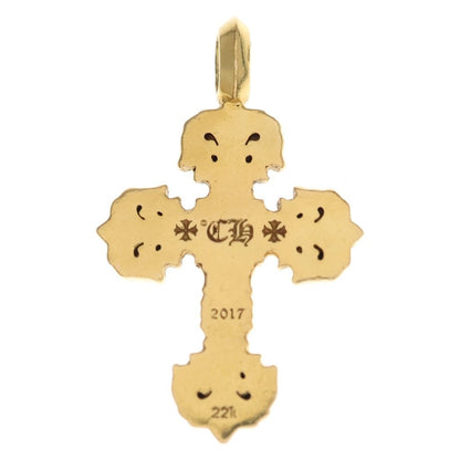 Chrome Hearts 22k Filigree Tiny P Dia Cross Pave Diamond Pendant Top Gold — view 2