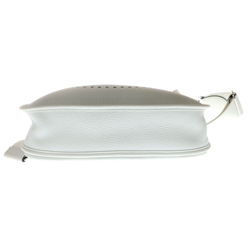 Hermes Evelyne PM Taurillon Clemence Shoulder Bag New White Leather Silver — view 5