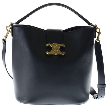 Celine Louis e 2-Way Shoulder Bag Black Leather Gold