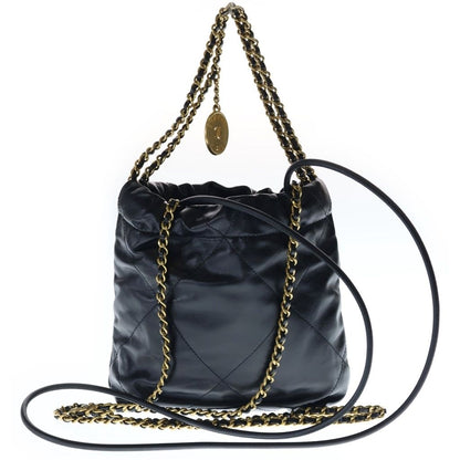 Chanel 22 Mini Calfskin Leather Chain Shoulder Bag Black Gold — view 2