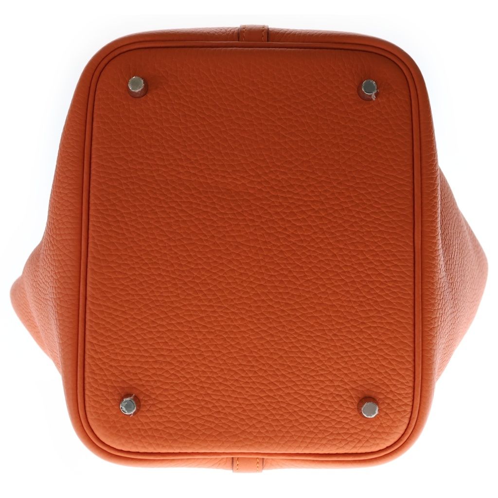 Hermes Picotin MM Taurillon Clemence Leather Orange Silver — view 5