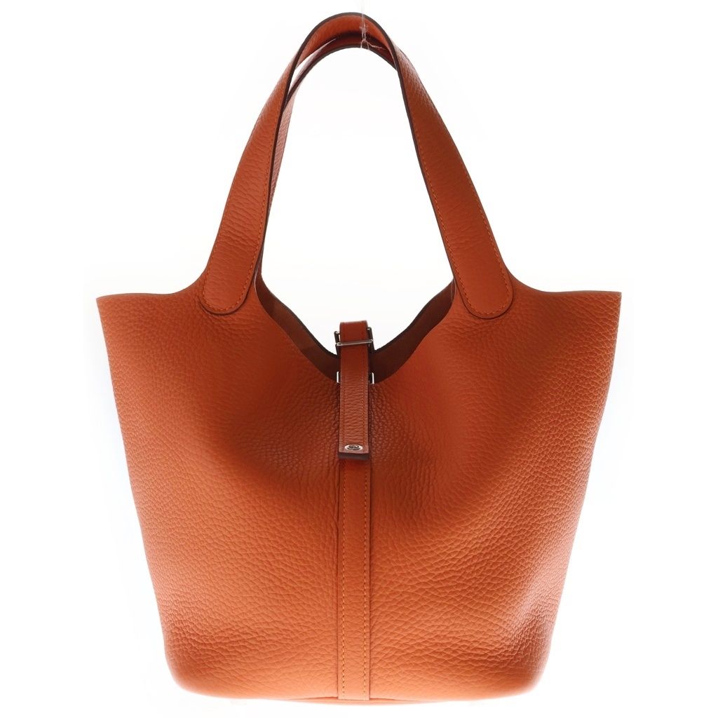 Hermes Picotin MM Taurillon Clemence Leather Orange Silver