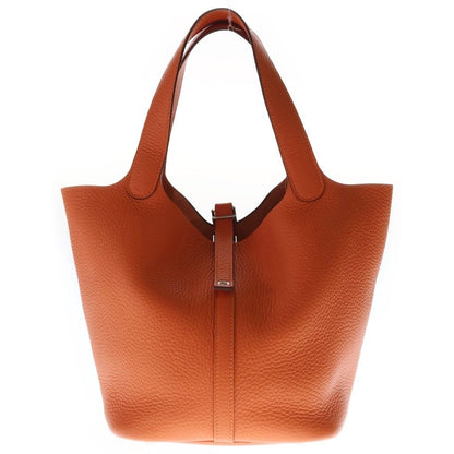 Hermes Picotin MM Taurillon Clemence Leather Orange Silver