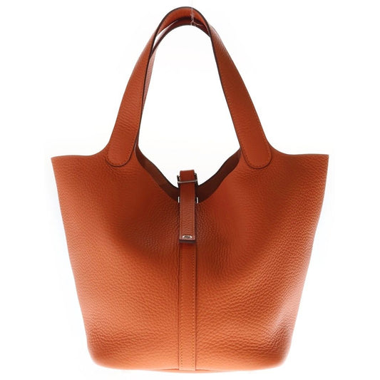 Hermes Picotin MM Taurillon Clemence Leather Orange Silver