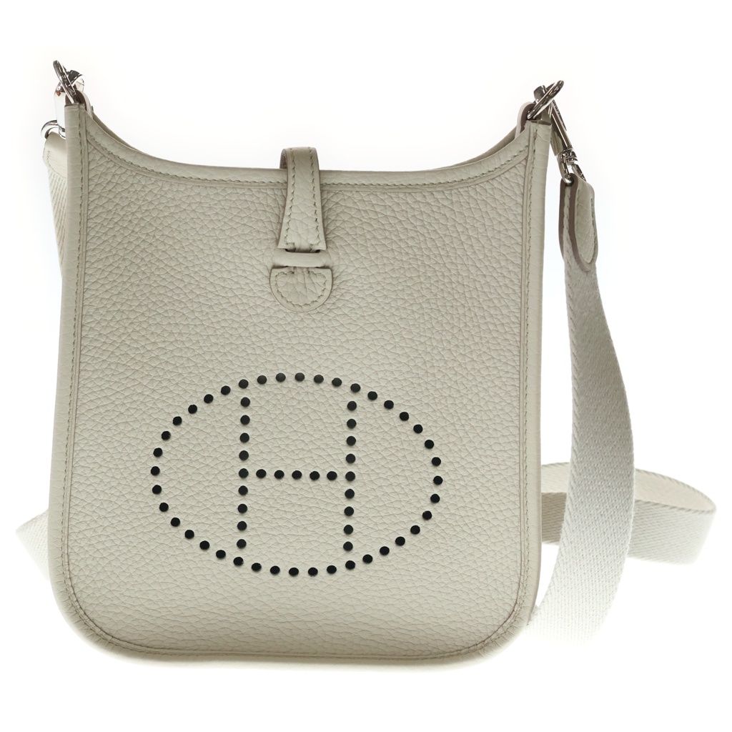 Hermes Evelyne TPM Beton Taurillon Shoulder Bag Ivory Leather Silver