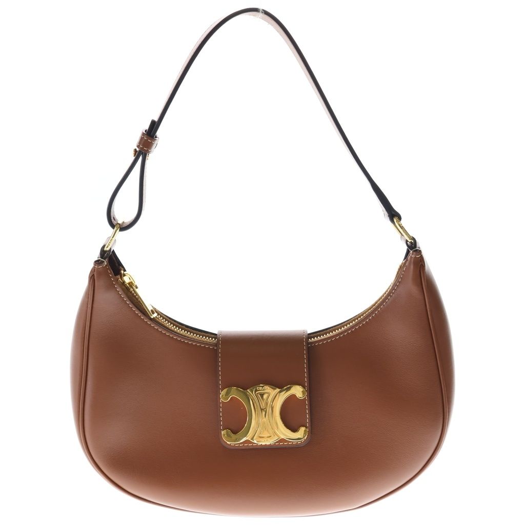 Celine Ava Triomphe Shoulder Bag Brown Leather