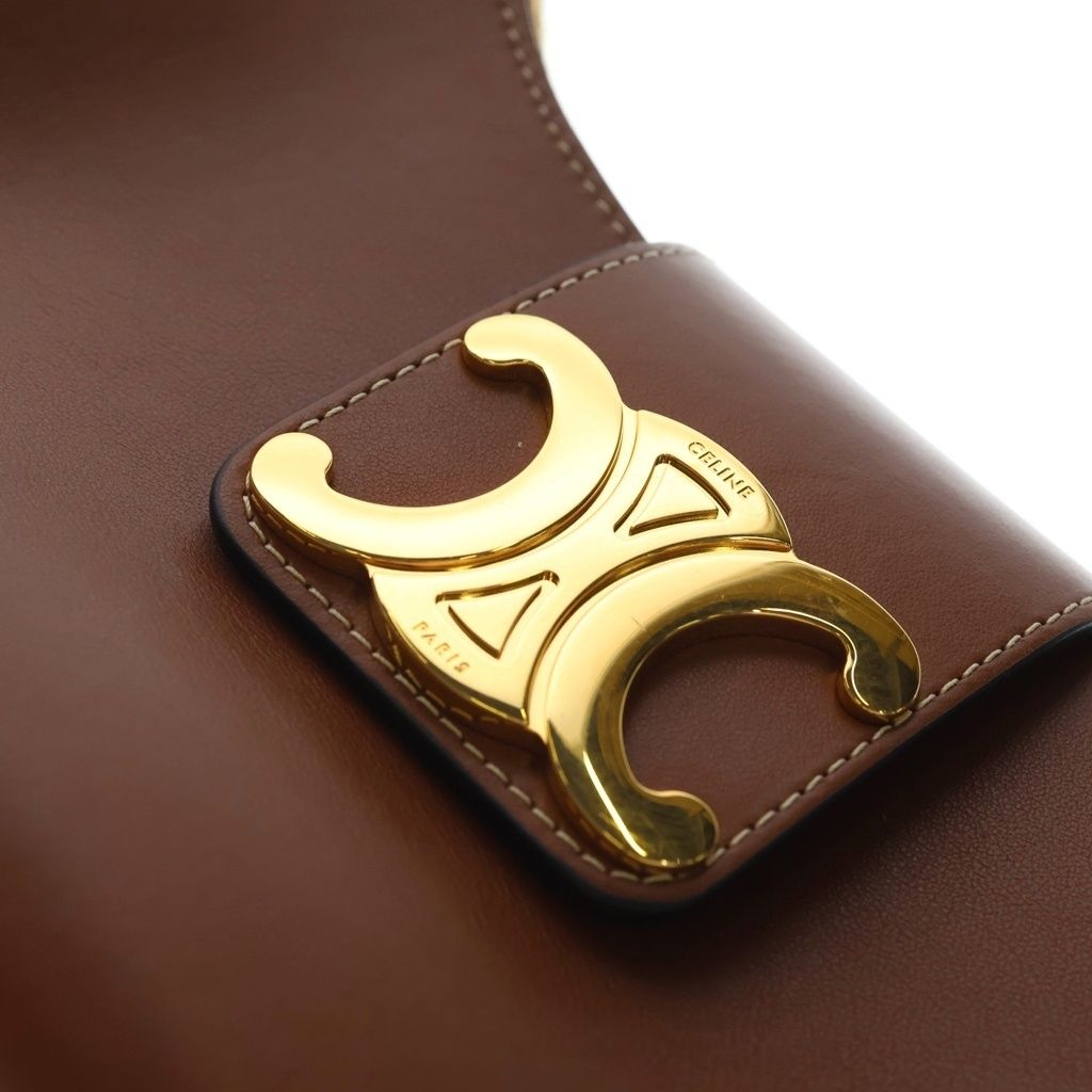Celine Ava Triomphe Shoulder Bag Brown Leather — view 6