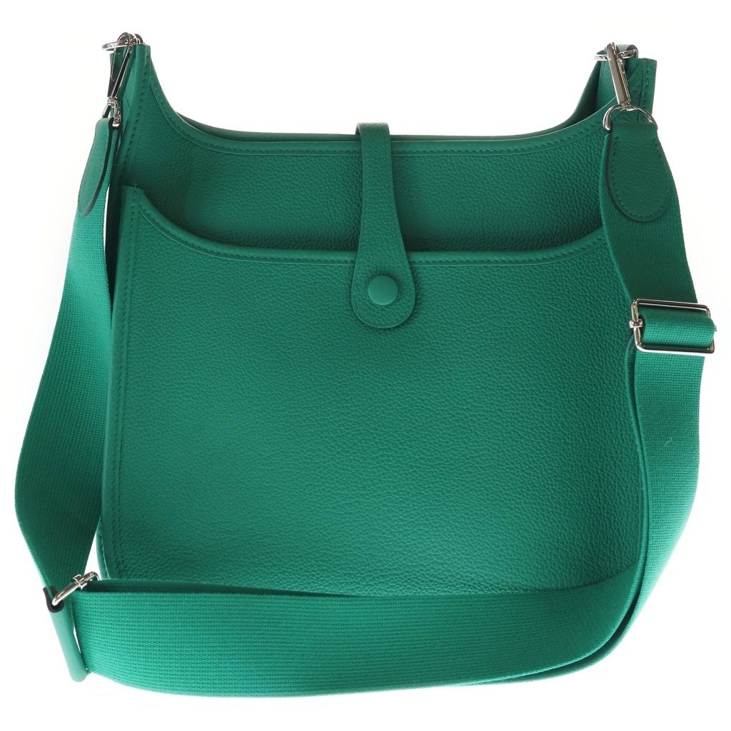 Hermes Evelyne 3 Vert Jade Taurillon Clemence Leather Green Silver Handbag — view 2