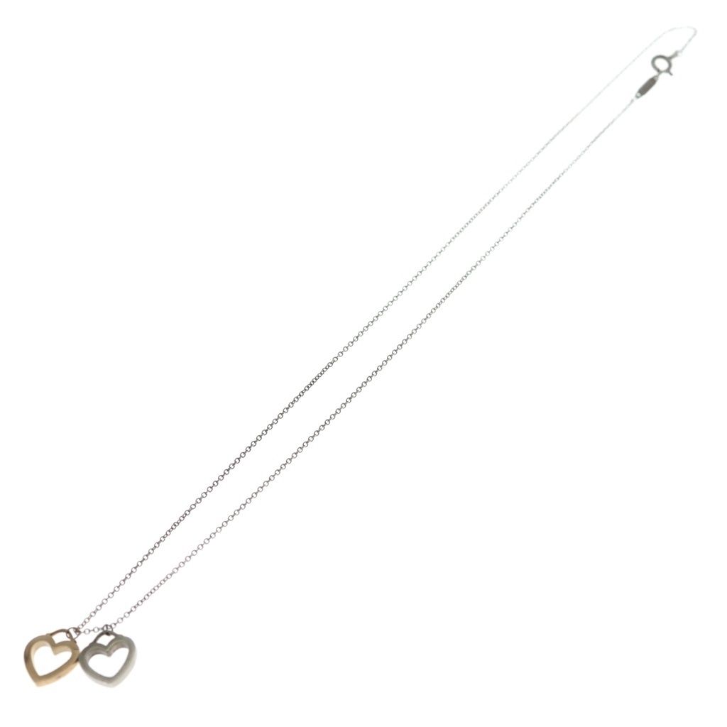 Tiffany & Co Double Heart Necklace Pendant Chain Silver Gold — view 2