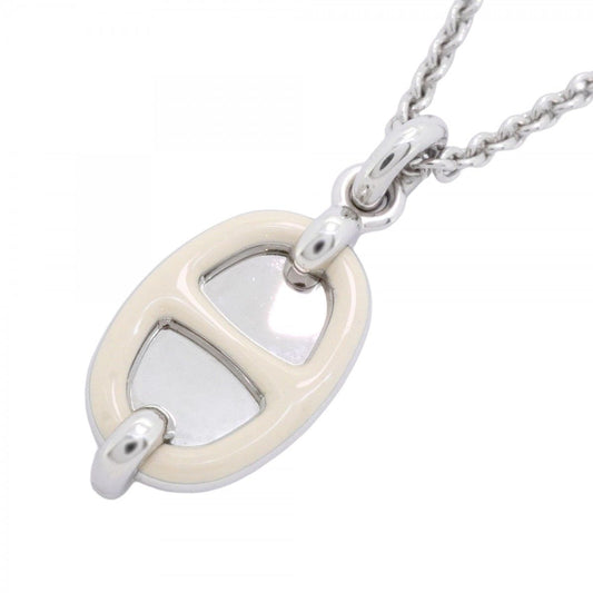 Hermes Necklace Mini Maillon PM Metal Silver Ivory