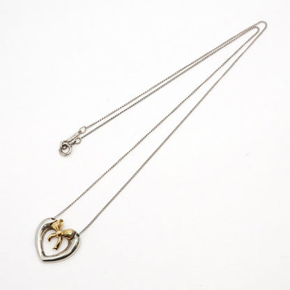 Tiffany & Co Necklace Heart Ribbon 18k Yellow Gold 925 Sterling Silver — view 3