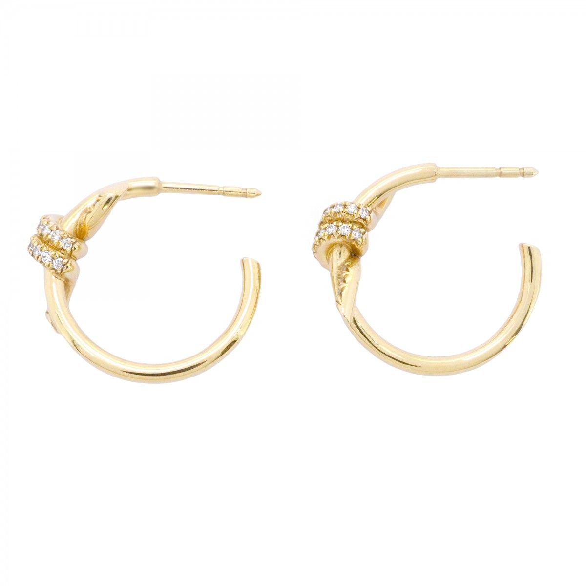 Tiffany & Co Earrings Knot Hoop 18k Yellow Gold Diamond
