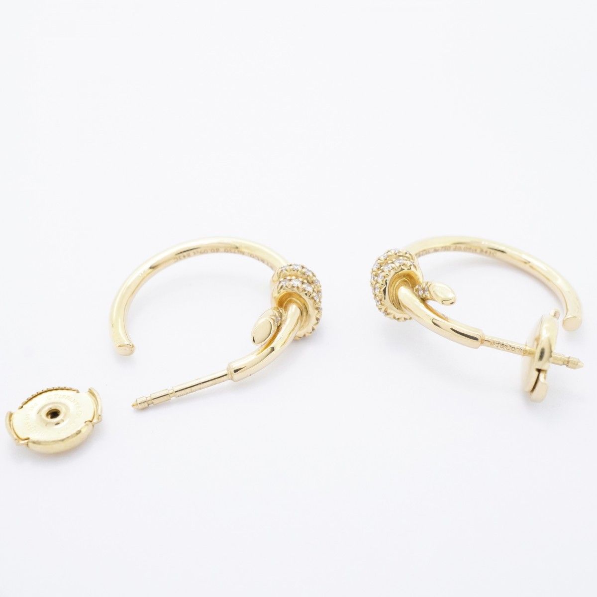 Tiffany & Co Earrings Knot Hoop 18k Yellow Gold Diamond — view 3