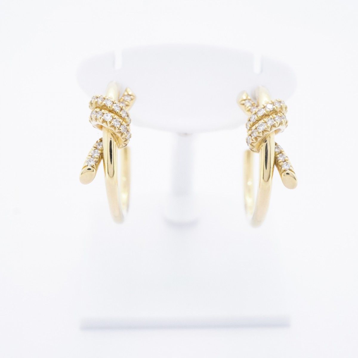 Tiffany & Co Earrings Knot Hoop 18k Yellow Gold Diamond — view 2