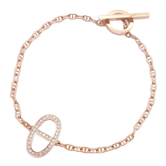 Hermes Bracelet Chaine D'ancre Contour 18k Pink Gold Diamond