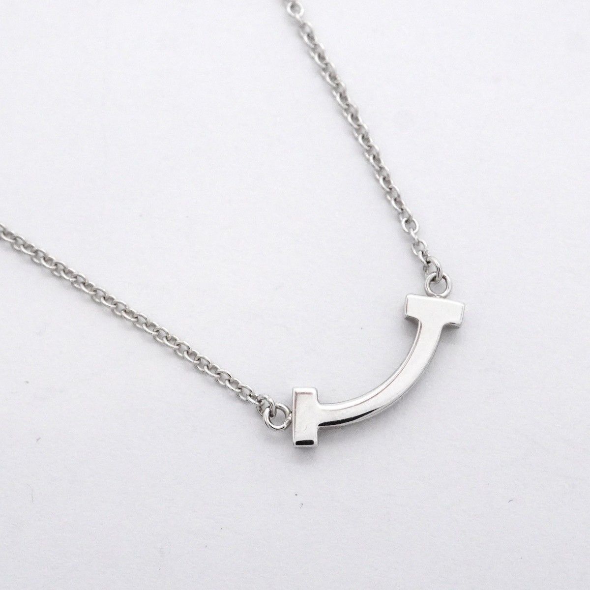 Tiffany & Co Necklace T Smile Mini 18k White Gold Diamond — view 2