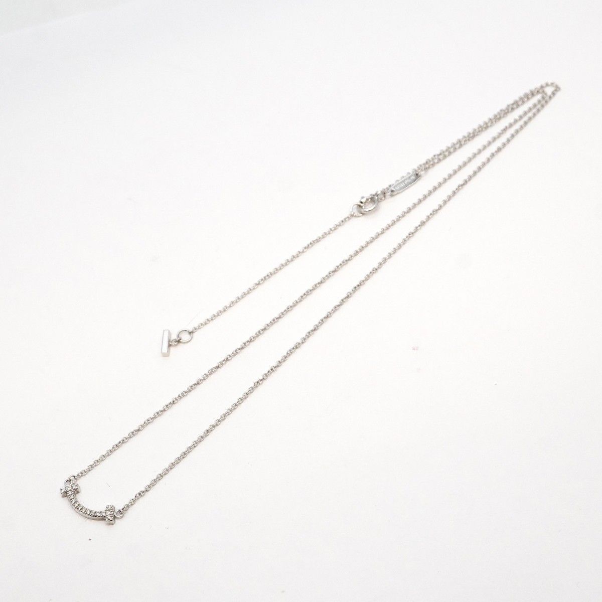 Tiffany & Co Necklace T Smile Mini 18k White Gold Diamond — view 3