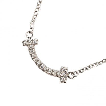Tiffany & Co Necklace T Smile Mini 18k White Gold Diamond