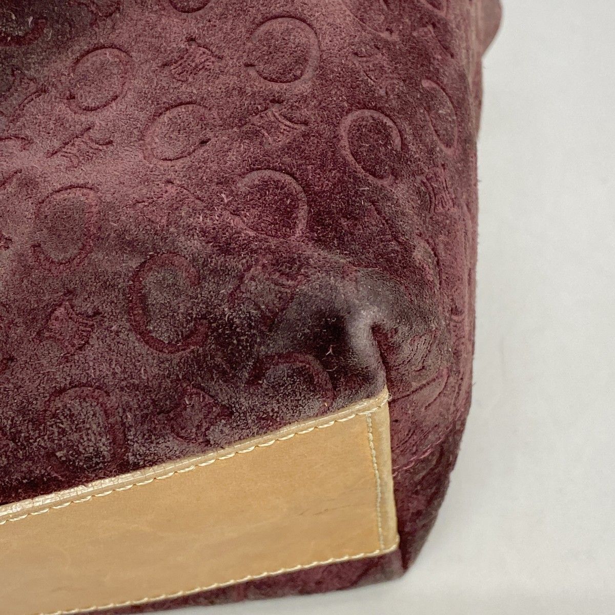 Celine Handbag C Macadam Suede Bordeaux Gold — view 6