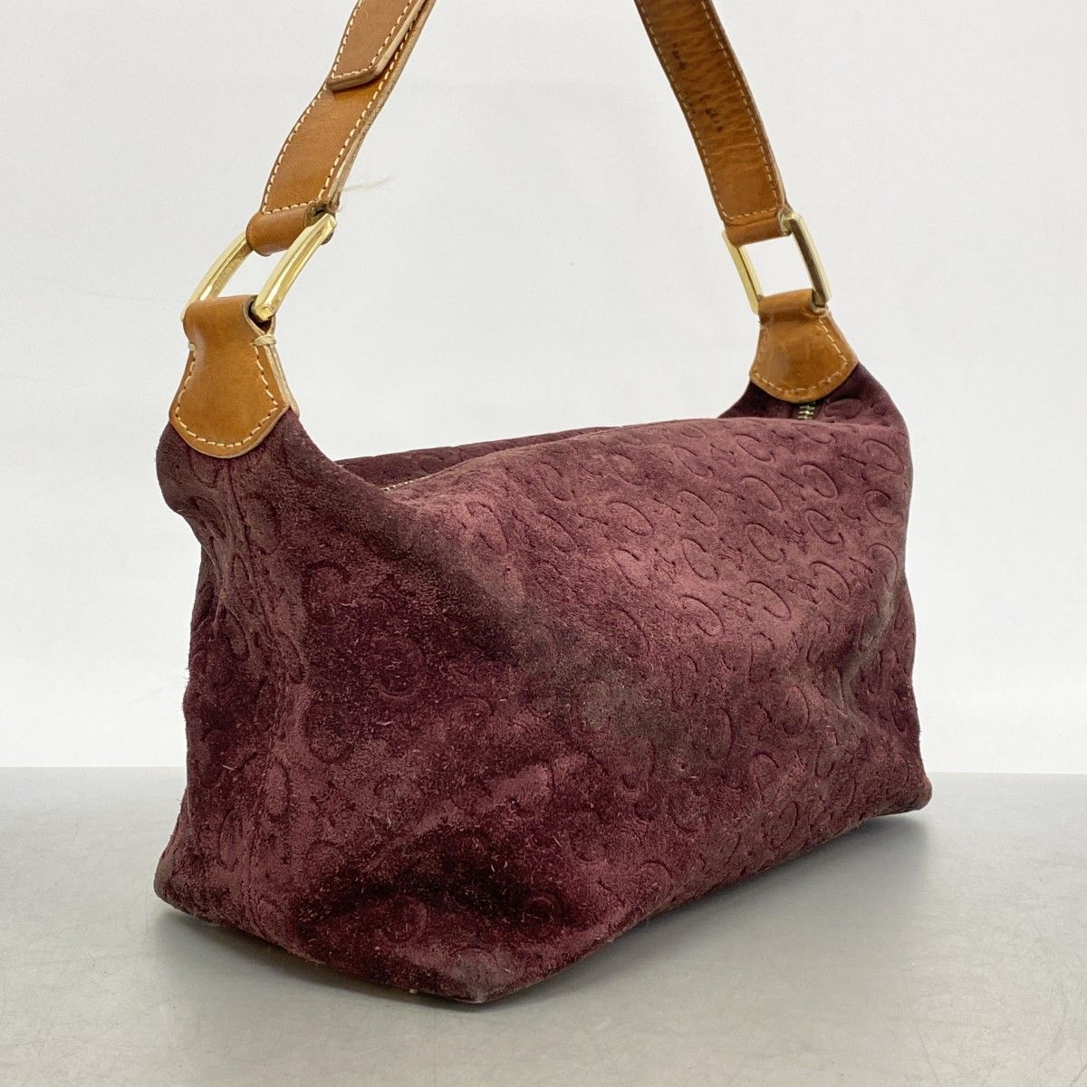 Celine Handbag C Macadam Suede Bordeaux Gold — view 2