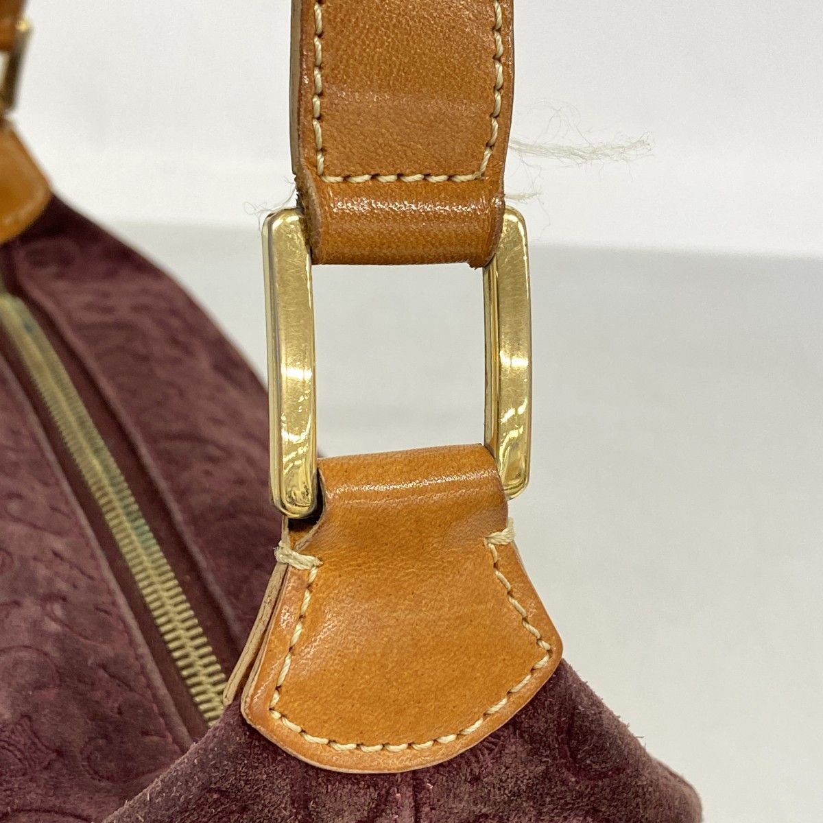 Celine Handbag C Macadam Suede Bordeaux Gold — view 8