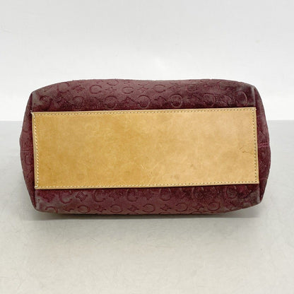 Celine Handbag C Macadam Suede Bordeaux Gold — view 3