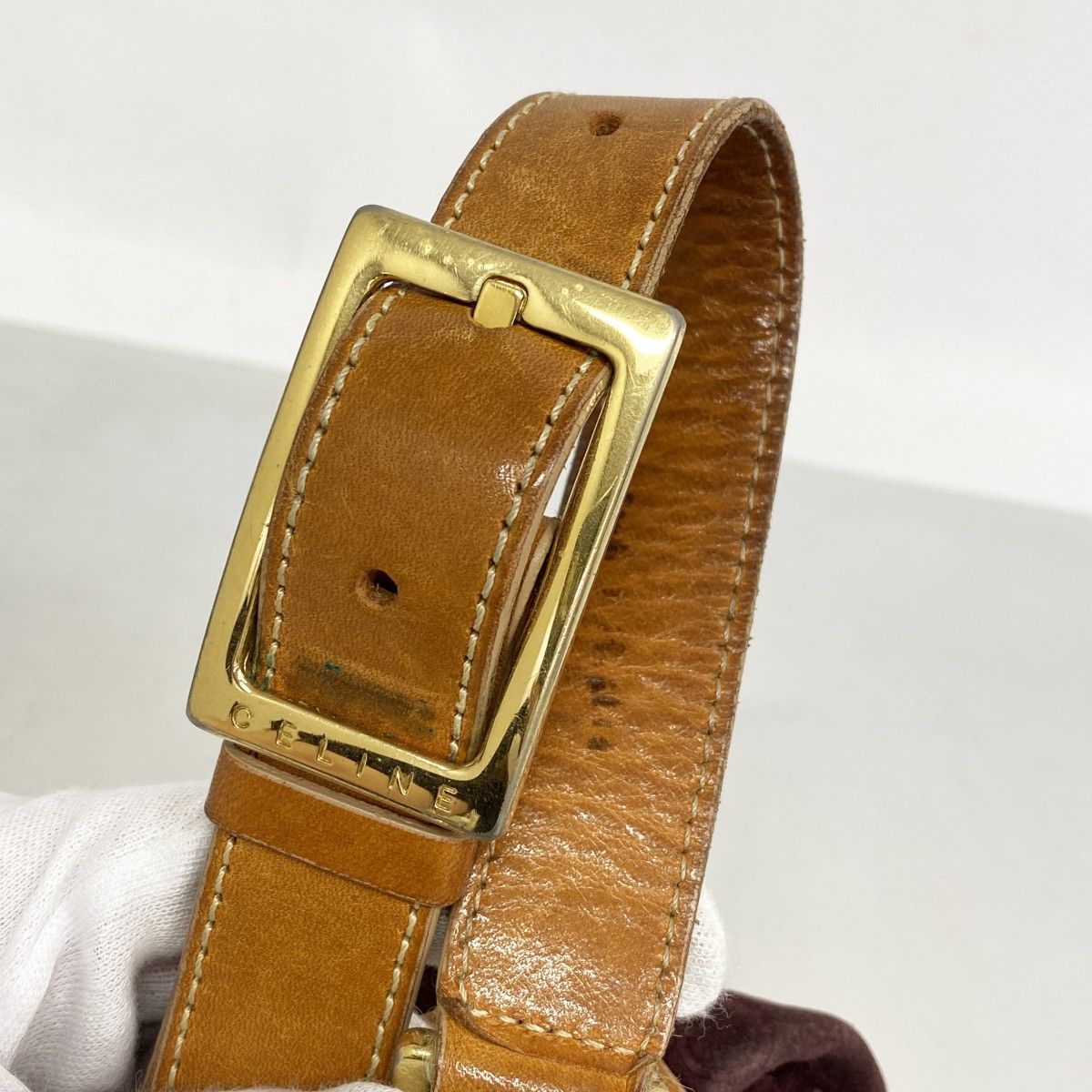 Celine Handbag C Macadam Suede Bordeaux Gold — view 7