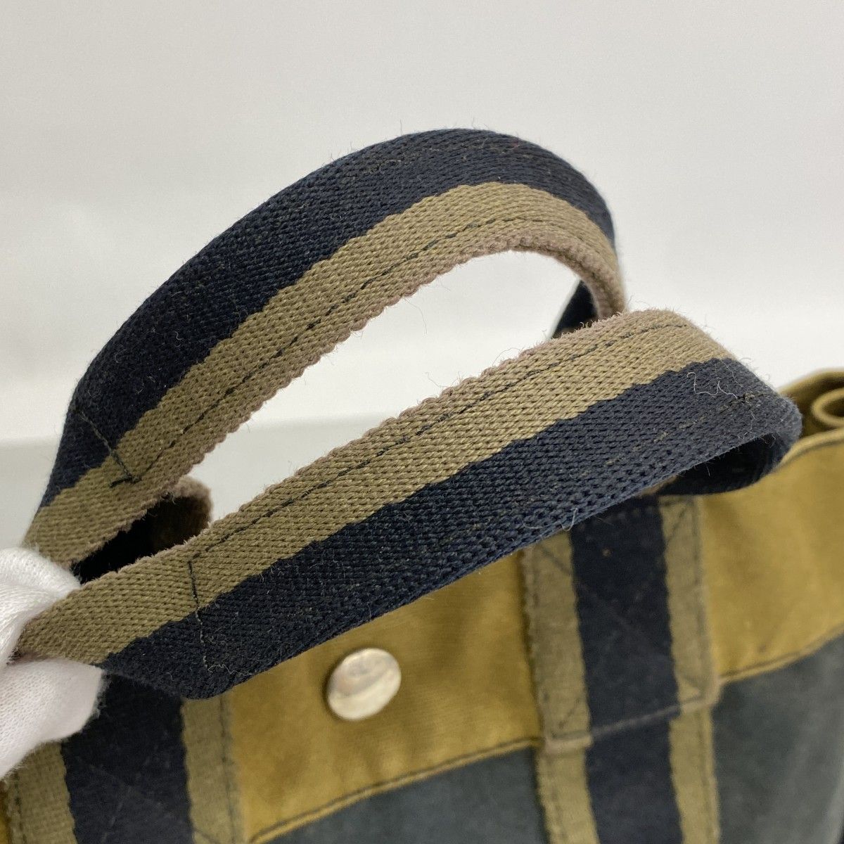 Hermes Tote Fourre Tout PM Canvas Black Khaki Silver — view 8