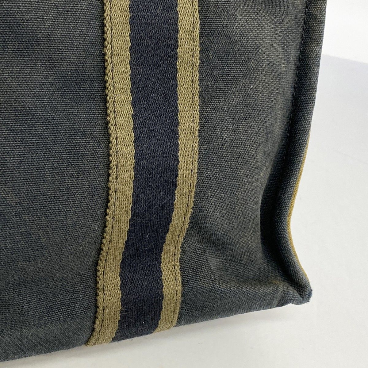 Hermes Tote Fourre Tout PM Canvas Black Khaki Silver — view 9