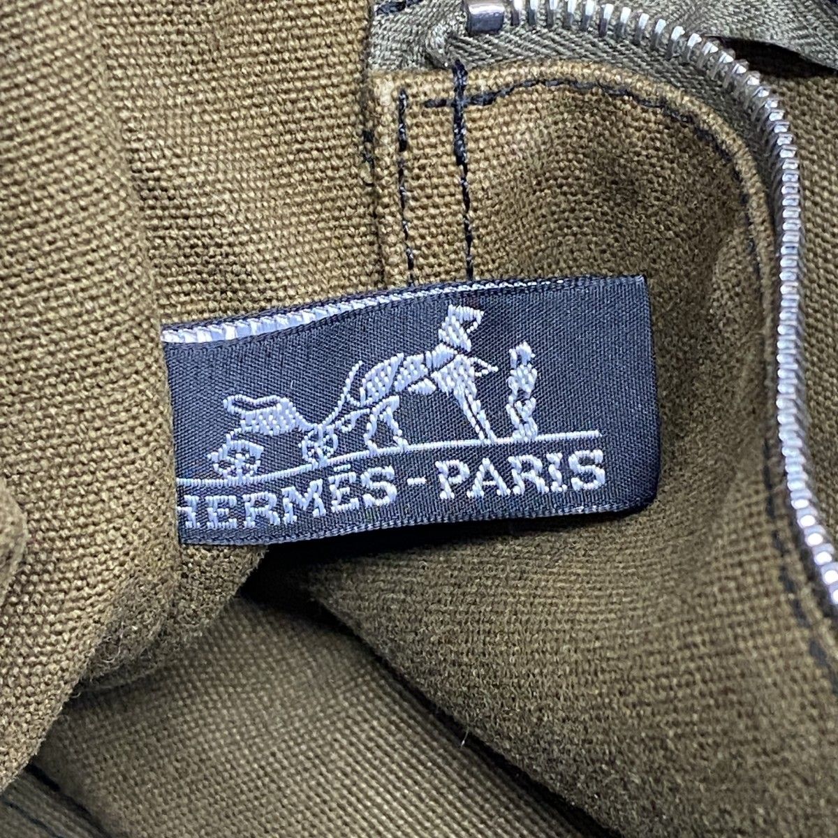 Hermes Tote Fourre Tout PM Canvas Black Khaki Silver — view 5