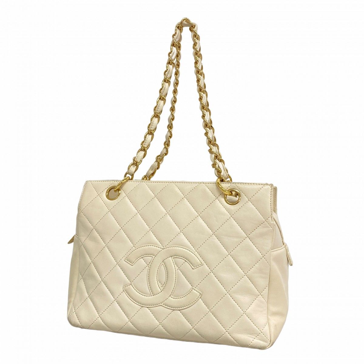 Chanel Chain Tote Quilted Lambskin Ivory Champagne Gold